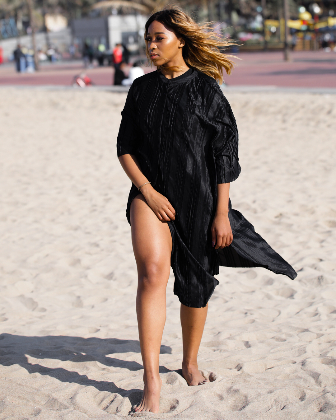 Sbahle Mpisane at the Beach