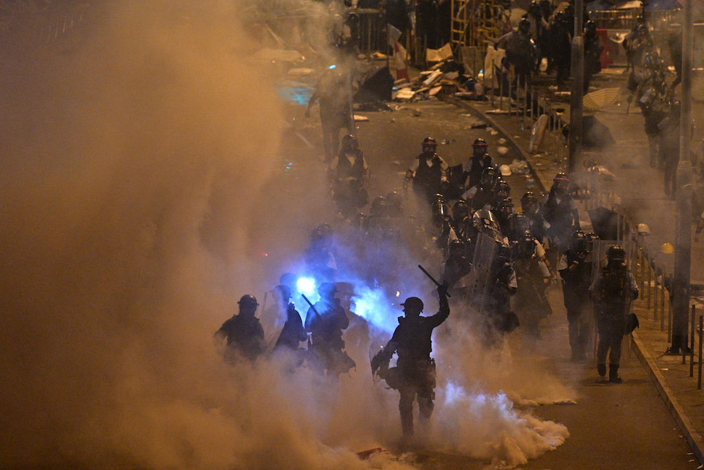 Hong Kong police fire tear gas