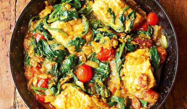 spinach and fish curry