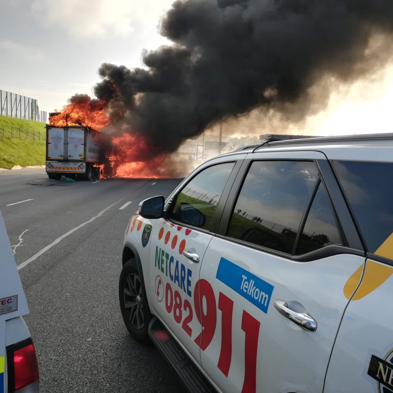 bus catches alight on N1