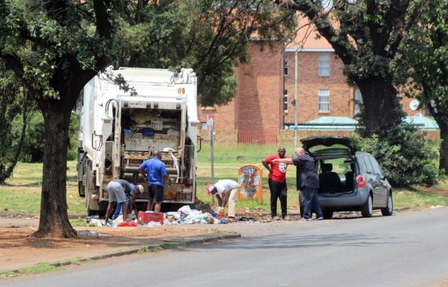 rubbish at the gates of the Emfuleni Local Municipality offices in Vanderbijlpark