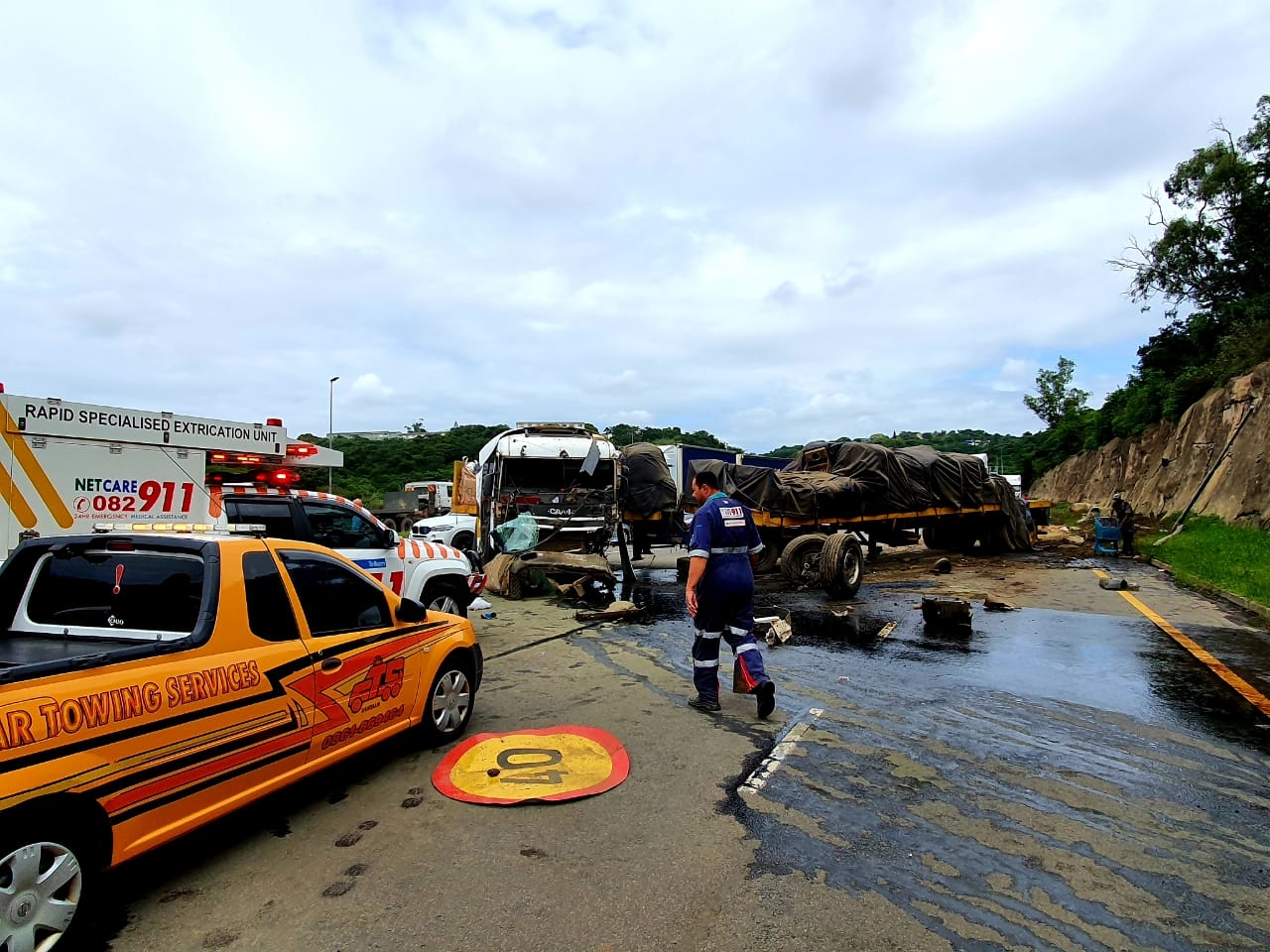 Truck crash forces road closure