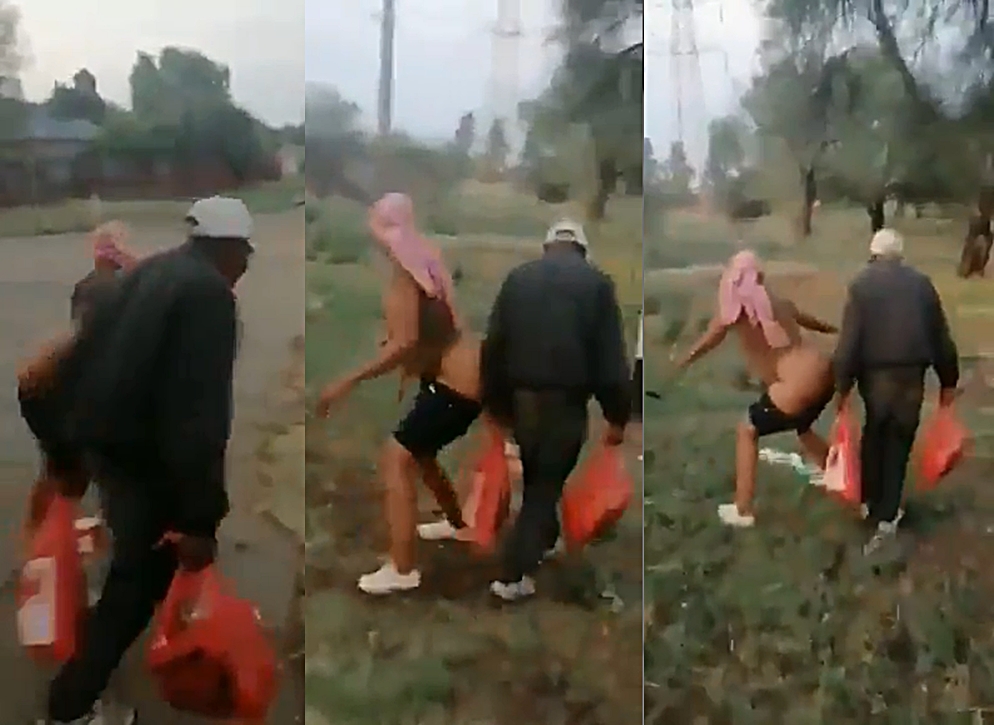 Woman s.e.xually abuses old man, bends over him while n@ked
