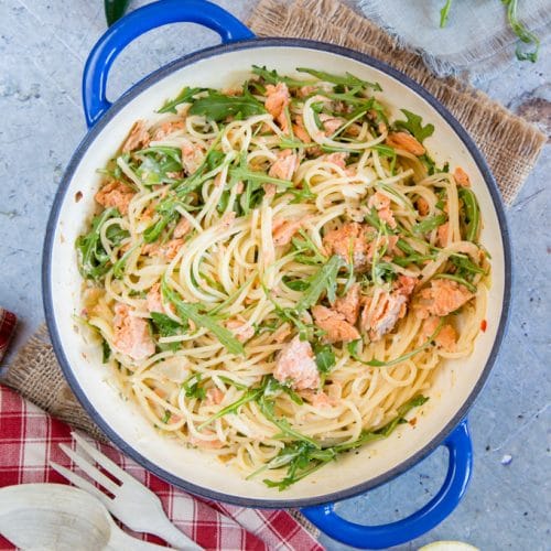 Salmon and broccoli pasta