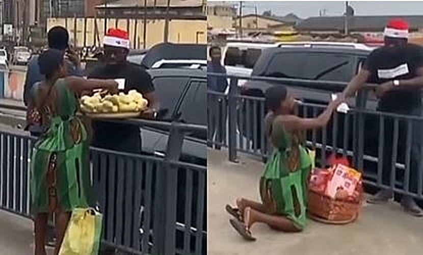 Rich man leaves pregnant woman in tears after buying all her fruits so she could rest