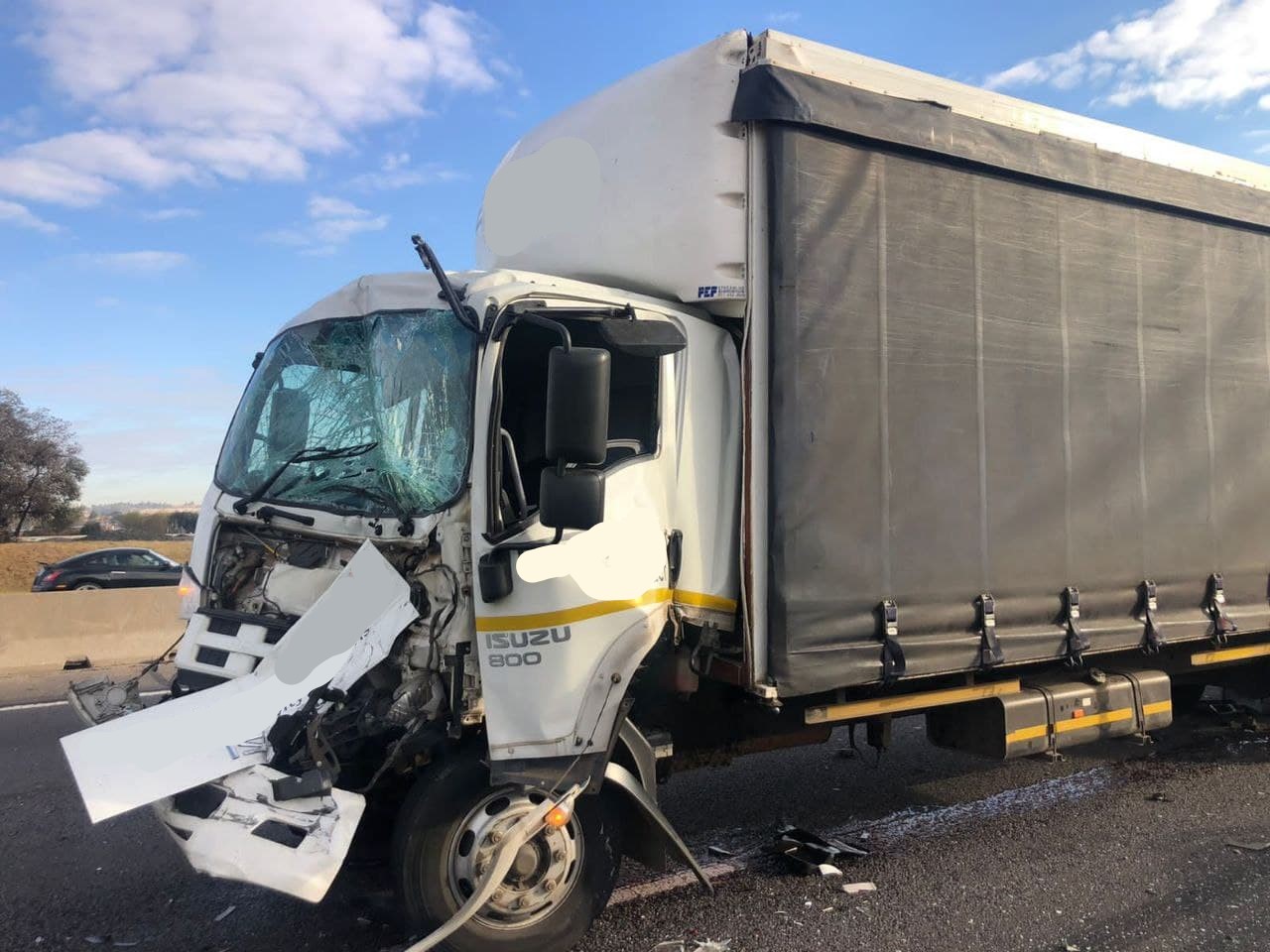 One seriously injured in three truck collision