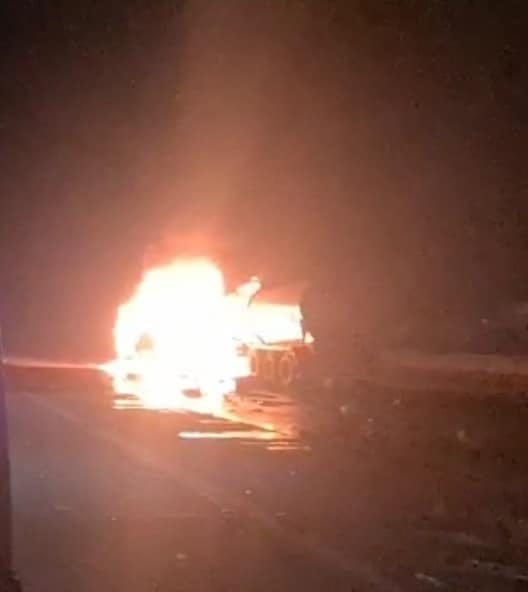 Truck driver sustains serious burns in fiery crash