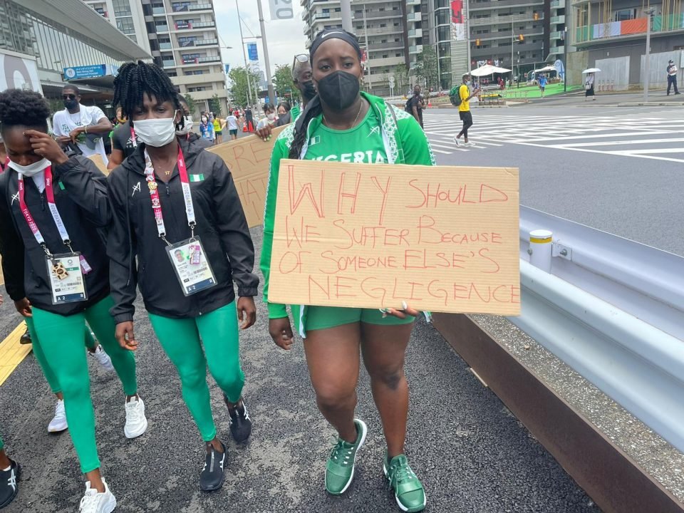 Banned Nigerian athletes protest in Japan