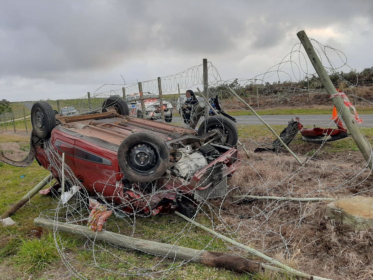 Driver and passenger seriously injured in roll-over