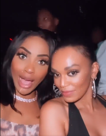 Pearl Thusi hands out with Nadia Nakai