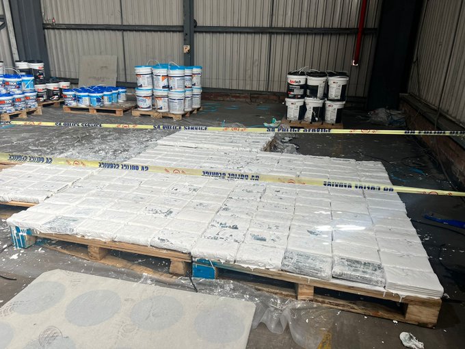 Police find R70 million worth of cocaine hidden in paint containers at Durban Harbour