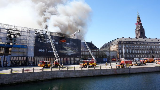 Firefighters battle Copenhagen landmark fire for 2nd day
