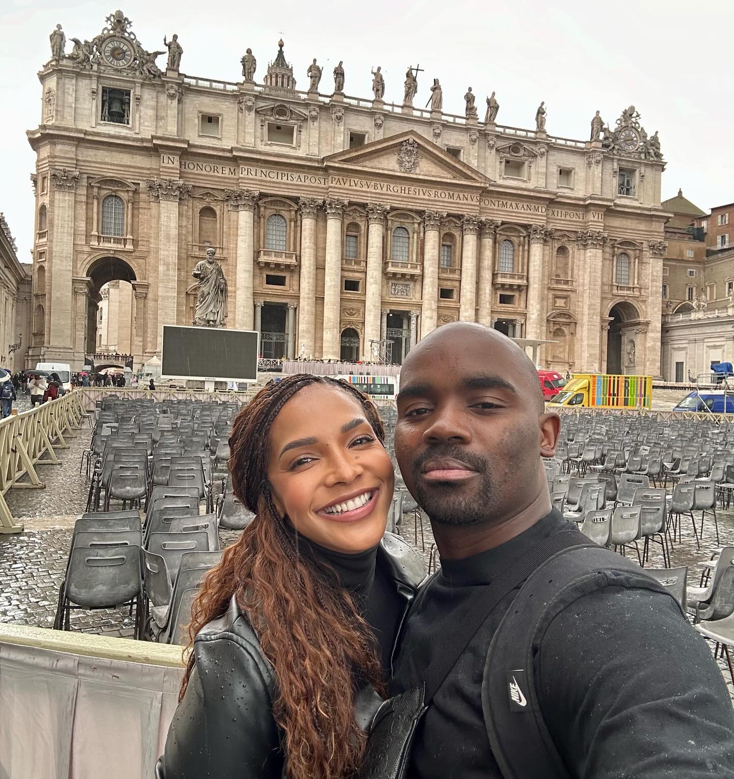 Liesl Laurie and Musa Mthombeni loved up in Rome, Italy