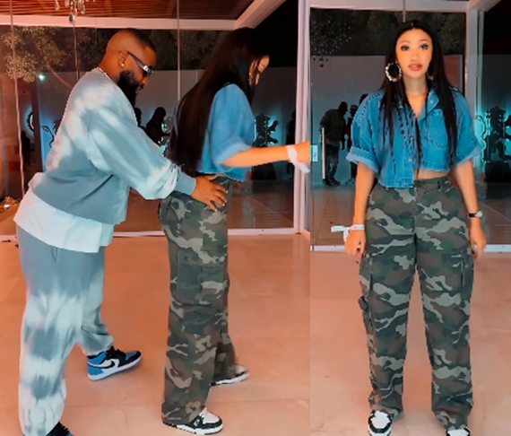 Wife's beauty distracts Cassper Nyovest while teaching her how to dance